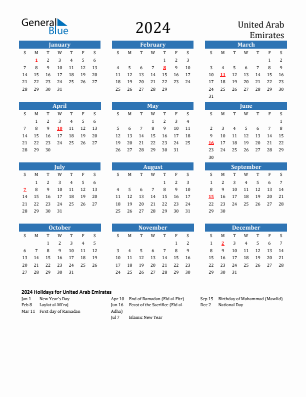2024 Calendar Uae Printable 2024 CALENDAR PRINTABLE - 2024 Calendar With Week Numbers Uae