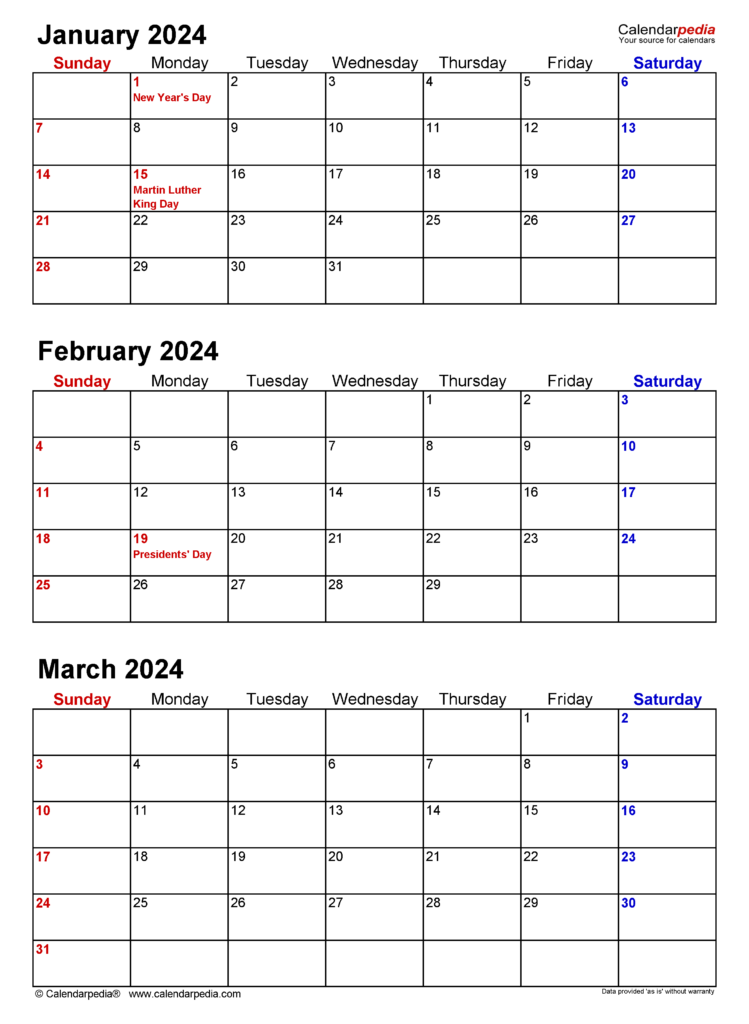 2024 Free Printable Calendar Shown In Quarterly 2024 CALENDAR PRINTABLE - Quarterly Calendar 2024 With Week Numbers
