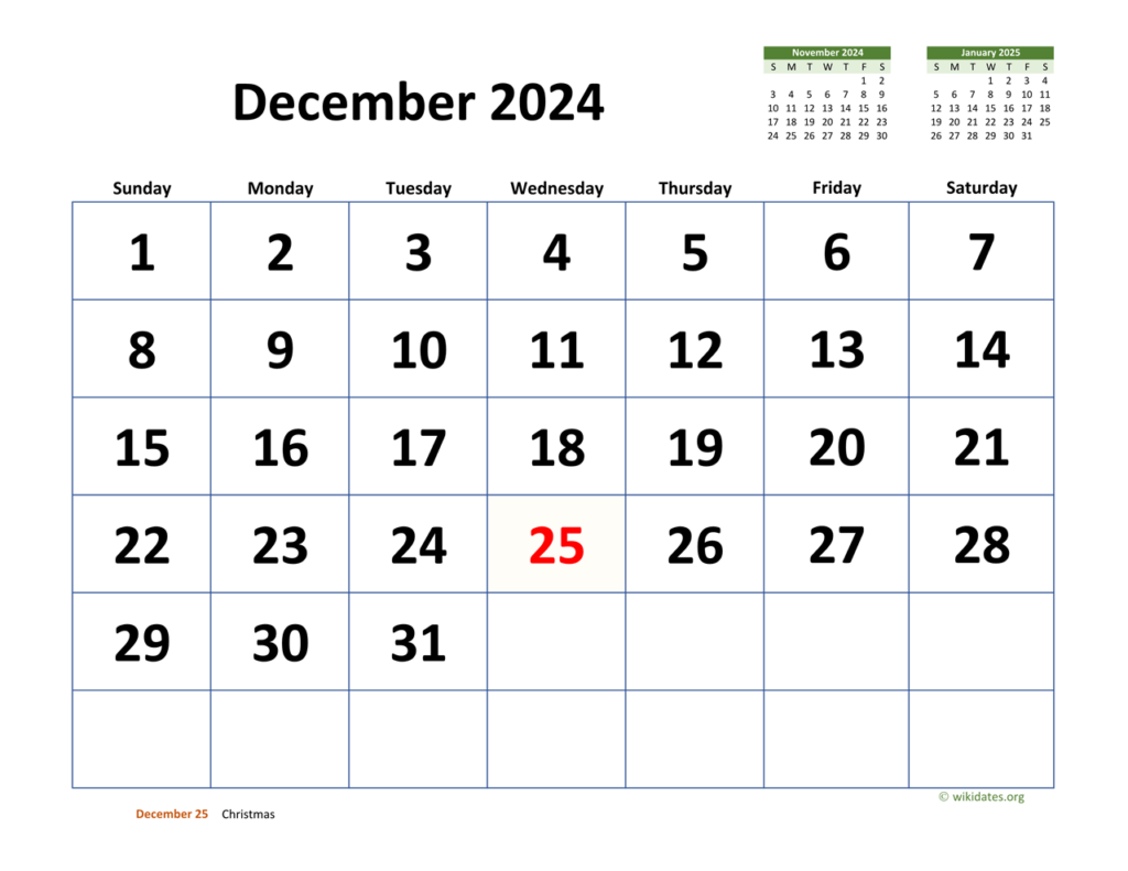 December 2024 Calendar Printables 2024 CALENDAR PRINTABLE - December 2024 Calendar With Week Numbers