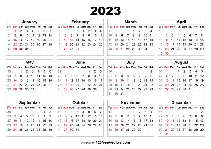 2023 Printable Calendar With Week Numbers Download Your Printable  - Calendar Month Week Numbers